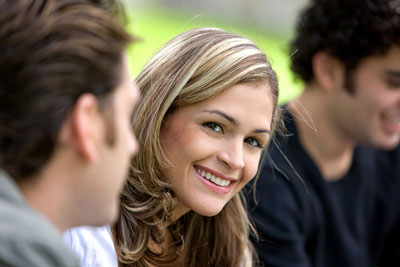 Girl placed between two counsellors